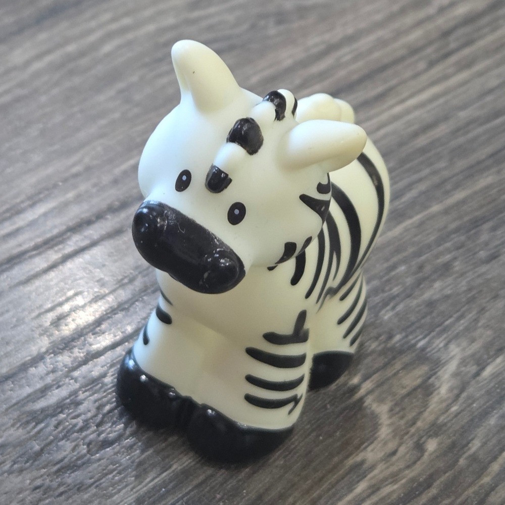 Fisher-Price Little People Zebra Figure White Black Plastic Vintage Collectible